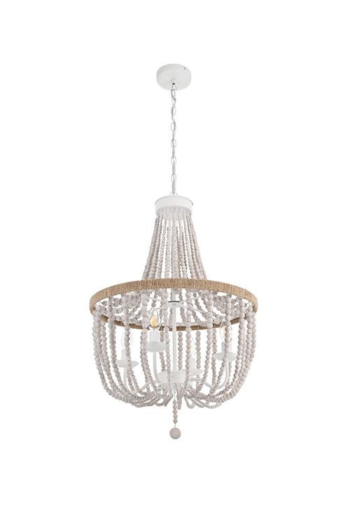 Elegant Lighting Jolie 4 Light Pendant D20 Inch H47 Inch White in Antique white Finish Model: LD306D20WH