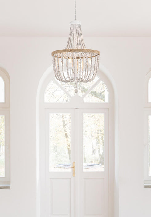 Elegant Lighting Jolie 4 Light Pendant D20 Inch H47 Inch White in Antique white Finish Model: LD306D20WH
