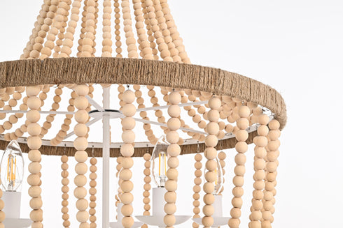 Elegant Lighting Jolie 5 Light Pendant D24 Inch H47 Inch in Beige Model: LD306D24BG