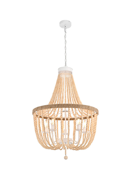 Elegant Lighting Jolie 5 Light Pendant D24 Inch H47 Inch in Beige Model: LD306D24BG