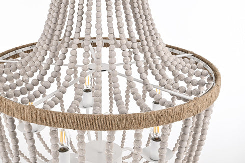 Elegant Lighting Jolie 5 Light Pendant D24 Inch H47 Inch White in Antique white Finish Model: LD306D24WH