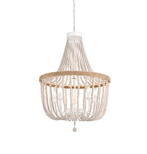 Elegant Lighting Jolie 5 Light Pendant D24 Inch H47 Inch White in Antique white Finish Model: LD306D24WH