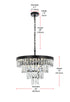 Elegant Lighting Josephine 10 Light Pendant D20 Inch H14 Inch L10 Black in Black and Clear Finish Model: 1060D20BK