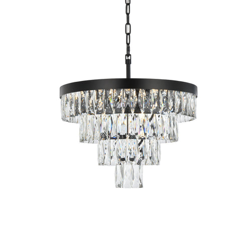 Elegant Lighting Josephine 10 Light Pendant D20 Inch H14 Inch L10 Black in Black and Clear Finish Model: 1060D20BK