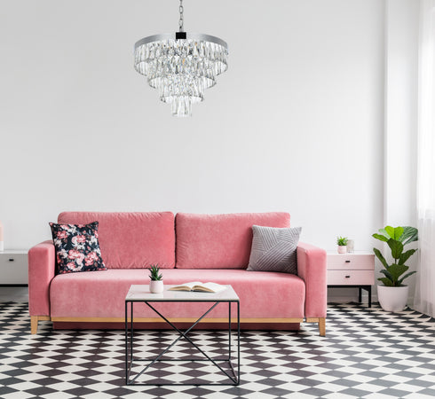 Elegant Lighting Josephine 10 Light Pendant D20 Inch H14 Inch L10 Chrome in Chrome and Clear Finish Model: 1060D20C