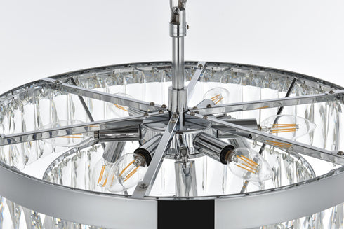 Elegant Lighting Josephine 10 Light Pendant D20 Inch H14 Inch L10 Chrome in Chrome and Clear Finish Model: 1060D20C