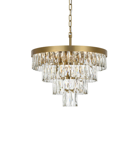 Elegant Lighting Josephine 10 Light Pendant D20 Inch H14 Inch L10 Satin Gold in Satin Gold and Clear Finish Model: 1060D20SG