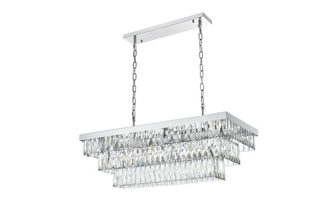 Elegant Lighting Josephine 12 Light Pendant L36 Inch W16 Inch 11.5 Inch L12 Chrome in Chrome and Clear Finish Model: 1060G36C