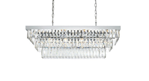 Elegant Lighting Josephine 12 Light Pendant L36 Inch W16 Inch 11.5 Inch L12 Chrome in Chrome and Clear Finish Model: 1060G36C