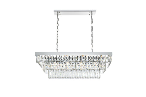 Elegant Lighting Josephine 12 Light Pendant L36 Inch W16 Inch 11.5 Inch L12 Chrome in Chrome and Clear Finish Model: 1060G36C