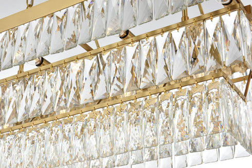 Elegant Lighting Josephine 12 Light Pendant L36 Inch W16 Inch 11.5 Inch L12 Satin Gold in Satin Gold and Clear Finish Model: 1060G36SG