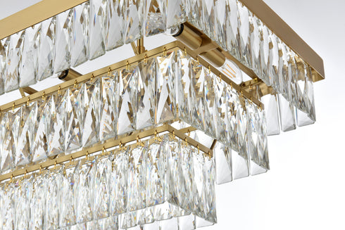 Elegant Lighting Josephine 12 Light Pendant L36 Inch W16 Inch 11.5 Inch L12 Satin Gold in Satin Gold and Clear Finish Model: 1060G36SG