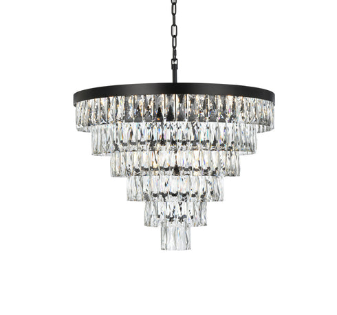 Elegant Lighting Josephine 13 Light Pendant D27.5 Inch H20.5 Inch L13 Black in Black and Clear Finish Model: 1060D27BK