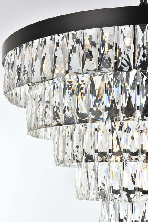 Elegant Lighting Josephine 13 Light Pendant D27.5 Inch H20.5 Inch L13 Black in Black and Clear Finish Model: 1060D27BK