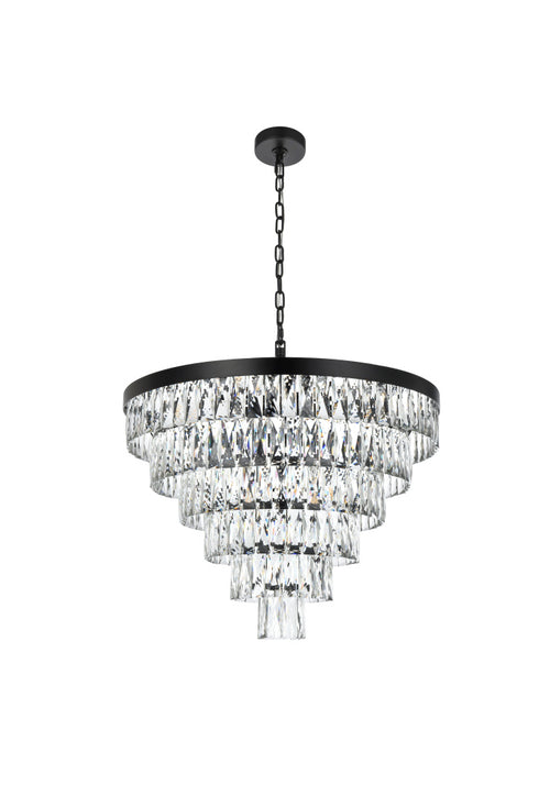Elegant Lighting Josephine 13 Light Pendant D27.5 Inch H20.5 Inch L13 Black in Black and Clear Finish Model: 1060D27BK
