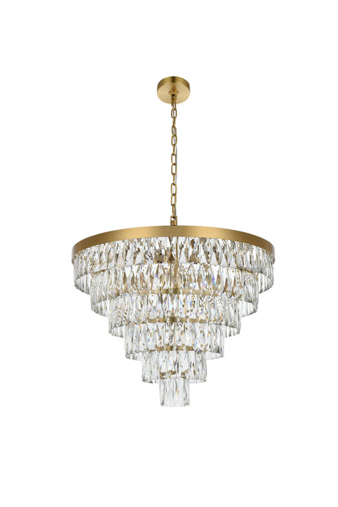 Elegant Lighting Josephine 13 Light Pendant D27.5 Inch H20.5 Inch L13 Satin Gold in Satin Gold and Clear Finish Model: 1060D27SG