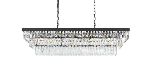 Elegant Lighting Josephine 17 Light Pendant L48 Inch W16 Inch 11.5 Inch L17 Black in Black and Clear Finish Model: 1060G48BK
