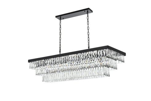Elegant Lighting Josephine 17 Light Pendant L48 Inch W16 Inch 11.5 Inch L17 Black in Black and Clear Finish Model: 1060G48BK