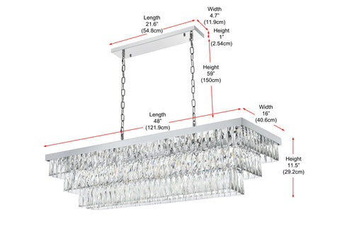 Elegant Lighting Josephine 17 Light Pendant L48 Inch W16 Inch 11.5 Inch L17 Chrome in Chrome and Clear Finish Model: 1060G48C