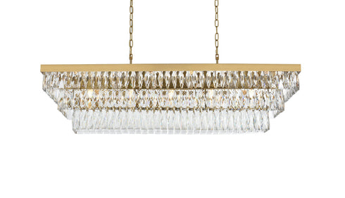 Elegant Lighting Josephine 17 Light Pendant L48 Inch W16 Inch 11.5 Inch L17 Satin Gold in Satin Gold and Clear Finish Model: 1060G48SG