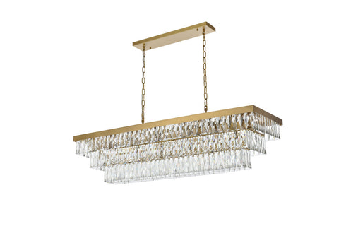Elegant Lighting Josephine 17 Light Pendant L48 Inch W16 Inch 11.5 Inch L17 Satin Gold in Satin Gold and Clear Finish Model: 1060G48SG
