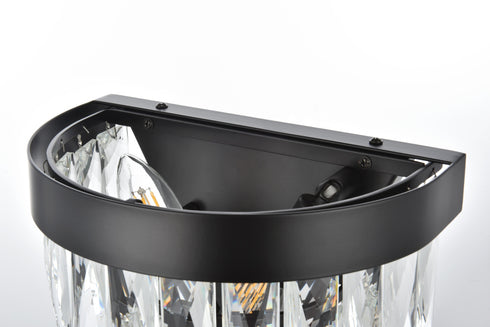 Elegant Lighting Josephine 2 Light Wall Sconce W10 Inch S6.3 Inch H10.5 Inch L2 Black in Black and Clear Finish Model: 1060W10BK