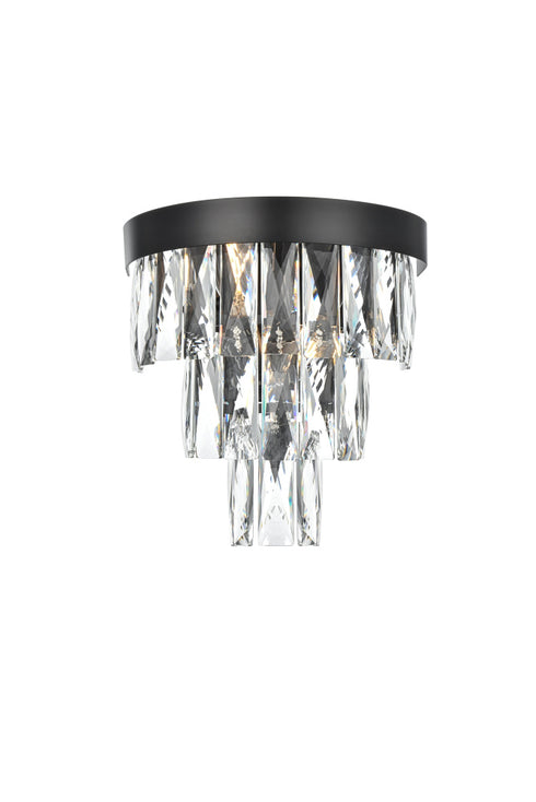 Elegant Lighting Josephine 2 Light Wall Sconce W10 Inch S6.3 Inch H10.5 Inch L2 Black in Black and Clear Finish Model: 1060W10BK