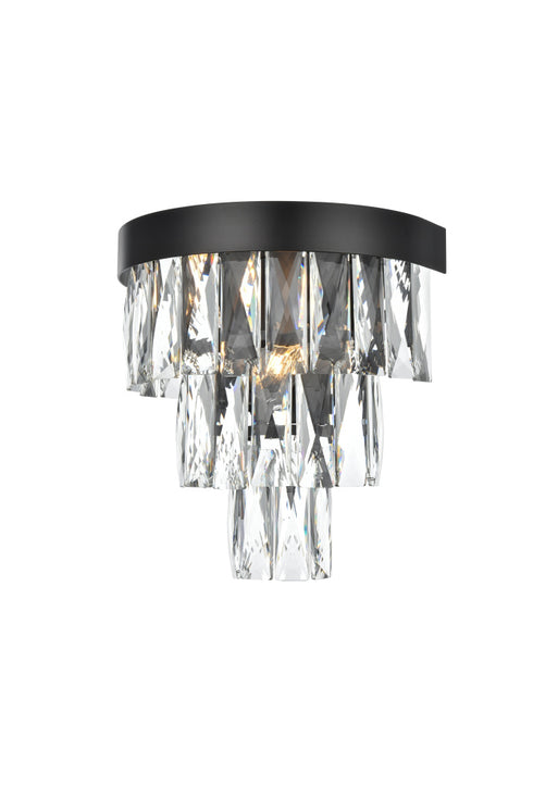 Elegant Lighting Josephine 2 Light Wall Sconce W10 Inch S6.3 Inch H10.5 Inch L2 Black in Black and Clear Finish Model: 1060W10BK