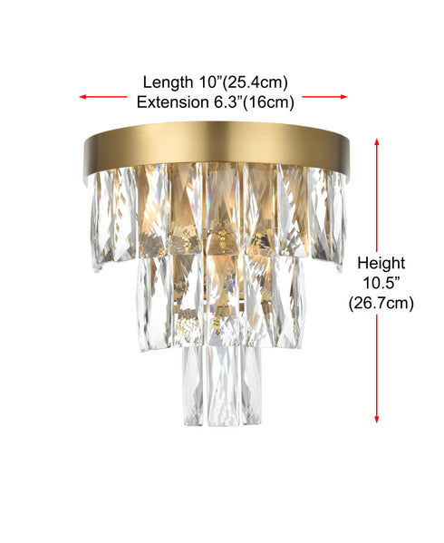 Elegant Lighting Josephine 2 Light Wall Sconce W10 Inch S6.3 Inch H10.5 Inch L2 Satin Gold in Satin Gold and Clear Finish Model: 1060W10SG