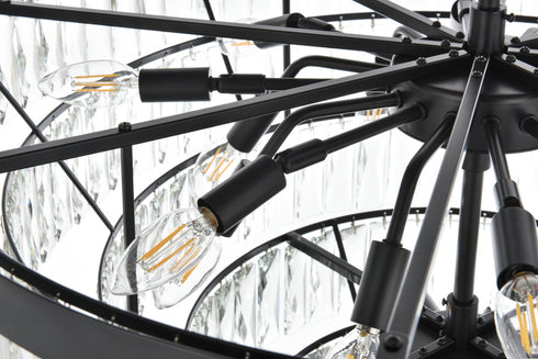 Elegant Lighting Josephine 25 Light Pendant D32 Inch H24 Inch L25 Black in Black and Clear Finish Model: 1060D32BK