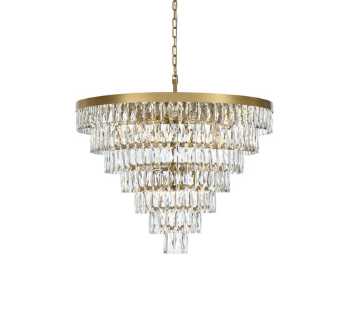 Elegant Lighting Josephine 25 Light Pendant D32 Inch H24 Inch L25 Satin Gold in Satin Gold and Clear Finish Model: 1060D32SG