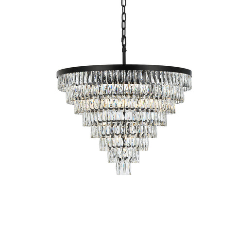 Elegant Lighting Josephine 29 Light Pendant D36 Inch H27 Inch L29 Black in Black and Clear Finish Model: 1060D36BK