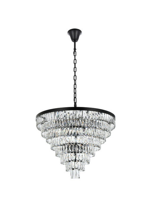 Elegant Lighting Josephine 29 Light Pendant D36 Inch H27 Inch L29 Black in Black and Clear Finish Model: 1060D36BK