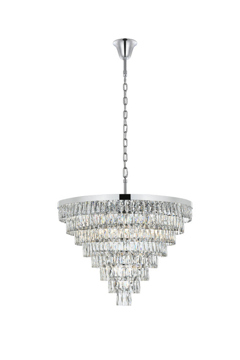 Elegant Lighting Josephine 29 Light Pendant D36 Inch H27 Inch L29 Chrome in Chrome and Clear Finish Model: 1060D36C