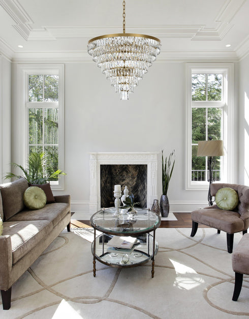 Elegant Lighting Josephine 29 Light Pendant D36 Inch H27 Inch L29 Satin Gold in Satin Gold and Clear Finish Model: 1060D36SG