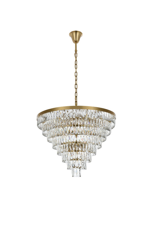 Elegant Lighting Josephine 29 Light Pendant D36 Inch H27 Inch L29 Satin Gold in Satin Gold and Clear Finish Model: 1060D36SG
