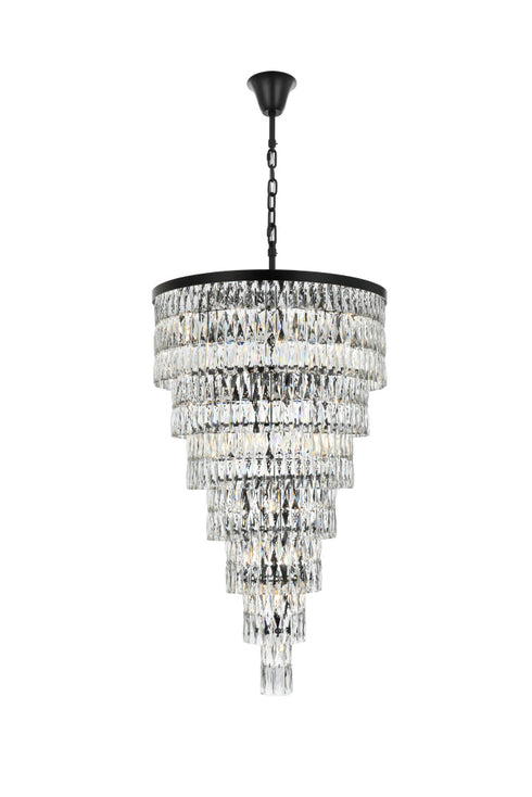 Elegant Lighting Josephine 41 Light Pendant D32 Inch H54 Inch L41 Black in Black and Clear Finish Model: 1060SR32BK