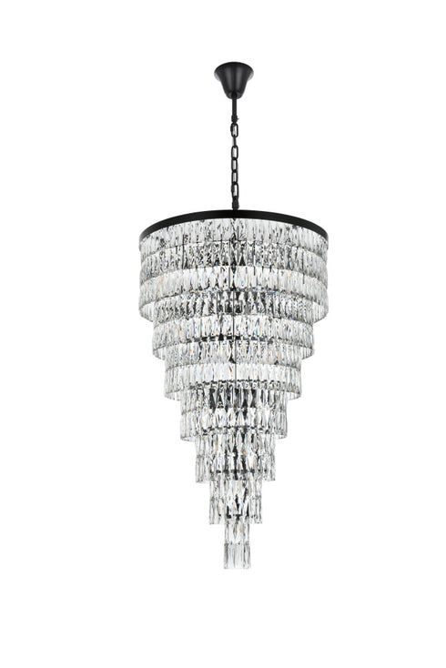 Elegant Lighting Josephine 41 Light Pendant D32 Inch H54 Inch L41 Black in Black and Clear Finish Model: 1060SR32BK