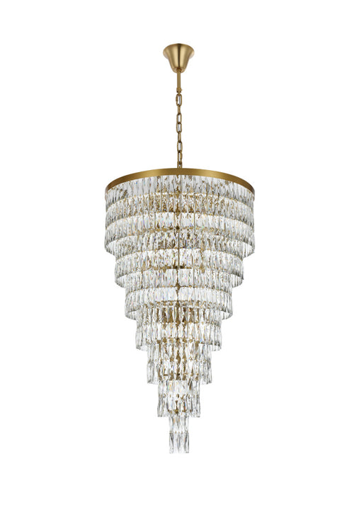 Elegant Lighting Josephine 41 Light Pendant D32 Inch H54 Inch L41 Satin Gold in Satin Gold and Clear Finish Model: 1060SR32SG