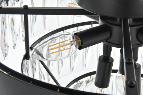Elegant Lighting Josephine 6 Light Flush Mount D18 Inch H15.5 Inch L6 Black in Black and Clear Finish Model: 1060F18BK