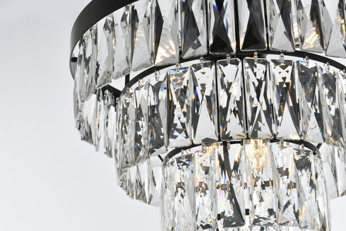 Elegant Lighting Josephine 6 Light Flush Mount D18 Inch H15.5 Inch L6 Black in Black and Clear Finish Model: 1060F18BK