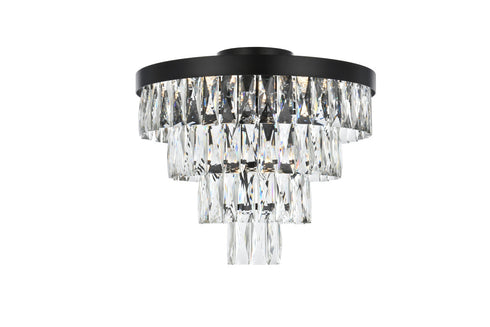 Elegant Lighting Josephine 6 Light Flush Mount D18 Inch H15.5 Inch L6 Black in Black and Clear Finish Model: 1060F18BK