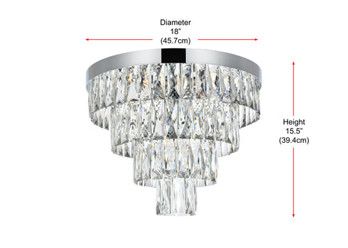 Elegant Lighting Josephine 6 Light Flush Mount D18 Inch H15.5 Inch L6 Chrome in Chrome and Clear Finish Model: 1060F18C