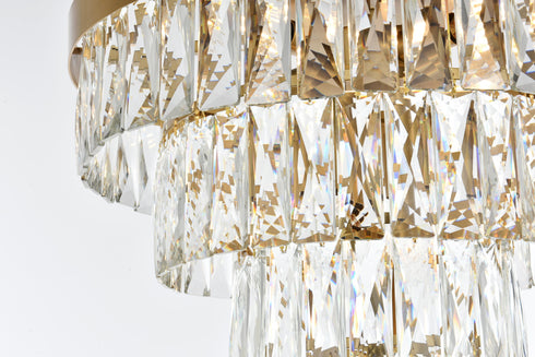Elegant Lighting Josephine 6 Light Flush Mount D18 Inch H15.5 Inch L6 Satin Gold in Satin Gold and Clear Finish Model: 1060F18SG