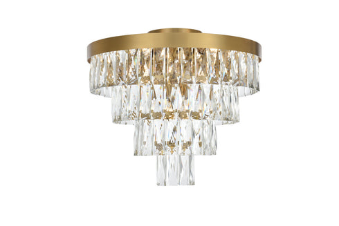 Elegant Lighting Josephine 6 Light Flush Mount D18 Inch H15.5 Inch L6 Satin Gold in Satin Gold and Clear Finish Model: 1060F18SG