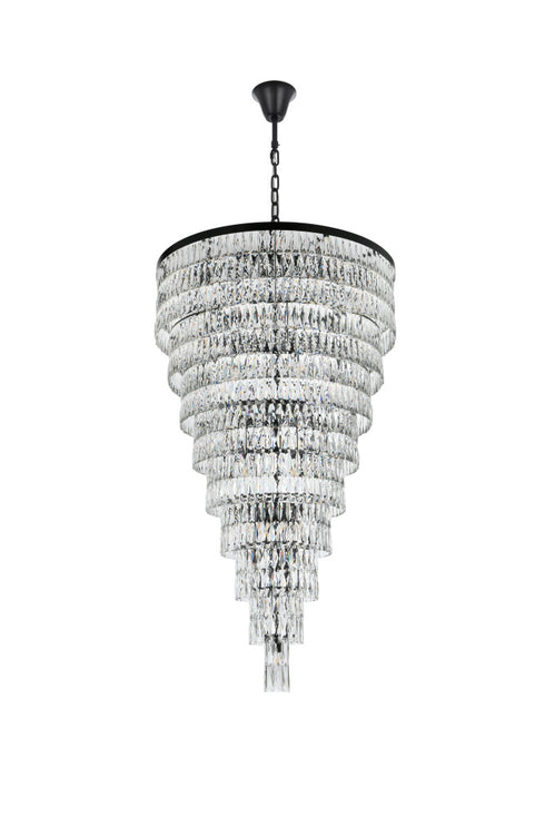 Elegant Lighting Josephine 61 Light Pendant D41 Inch H68 Inch L61 Black in Black and Clear Finish Model: 1060SR41BK