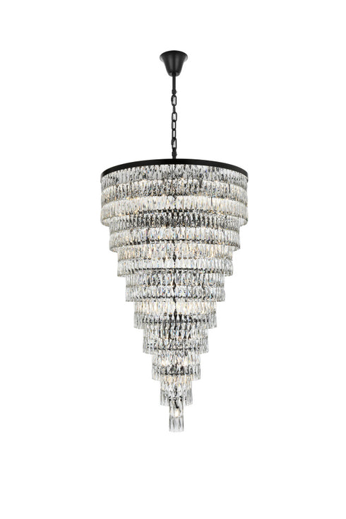 Elegant Lighting Josephine 61 Light Pendant D41 Inch H68 Inch L61 Black in Black and Clear Finish Model: 1060SR41BK