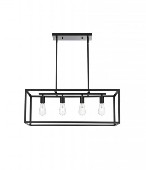 Elegant Lighting Judah 4 Light Pendant L30.5 Inch xW12 Inch xH11 Inch L4 in Black Model: LD723D31BK