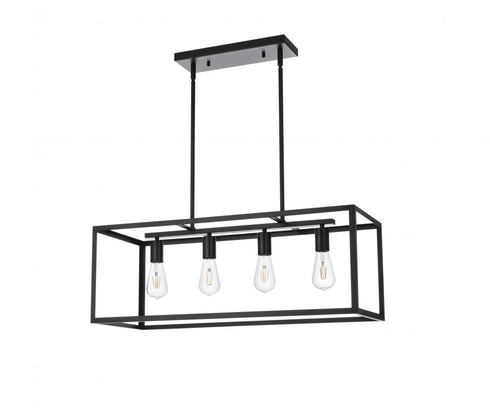 Elegant Lighting Judah 4 Light Pendant L30.5 Inch xW12 Inch xH11 Inch L4 in Black Model: LD723D31BK
