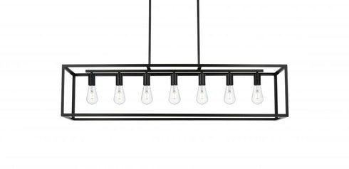 Elegant Lighting Judah 7 Light Pendant L47 Inch xW12 Inch xH11 Inch L7 in Black Model: LD723D47BK